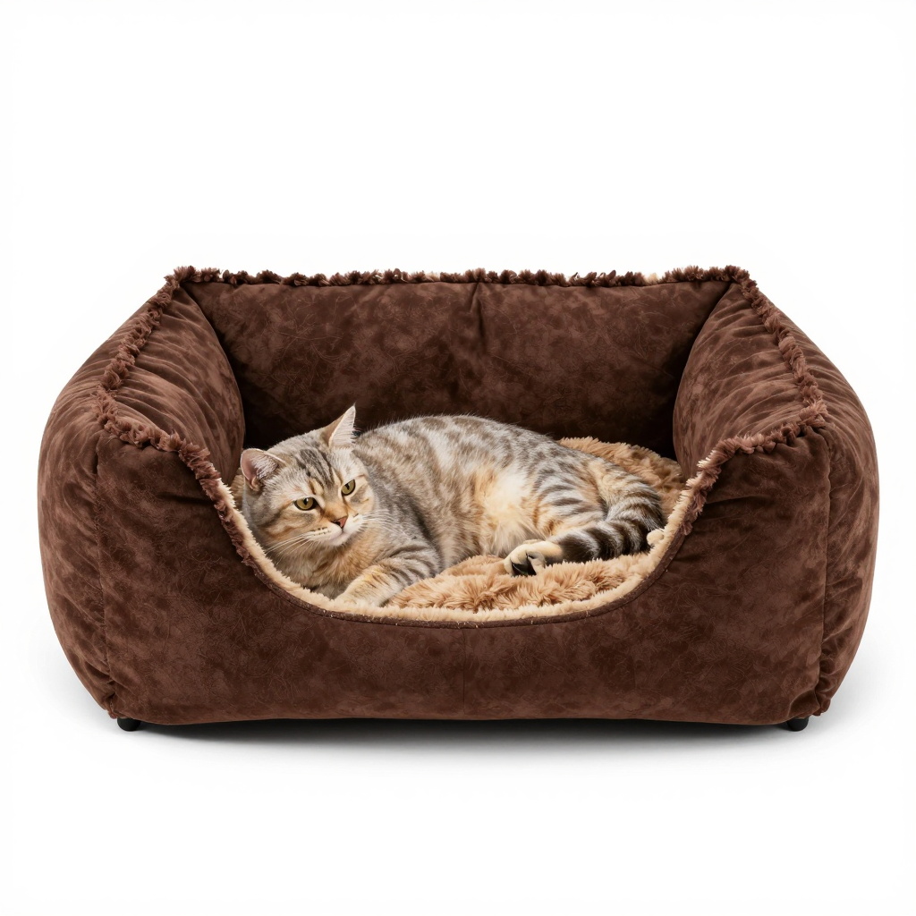 Luxurious Suede Cat Bed with Tufted Design for Comfort and Style