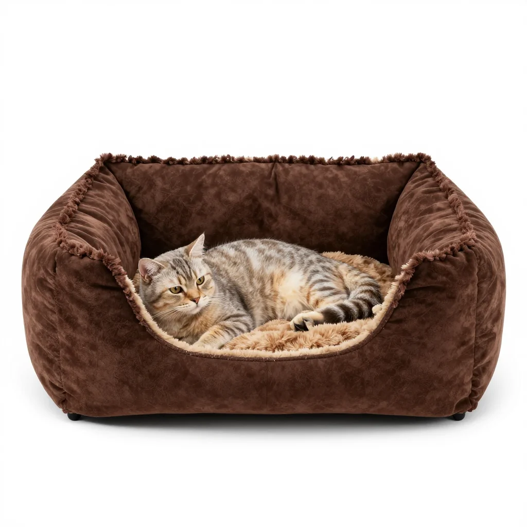 Luxurious Suede Cat Bed with Tufted Design for Comfort and Style
