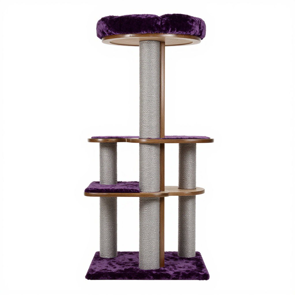 Velvet Cat Tree with Rope Climbing