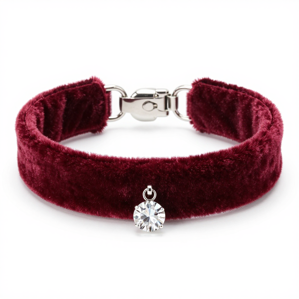 Velvet Collar with Crystal Charm