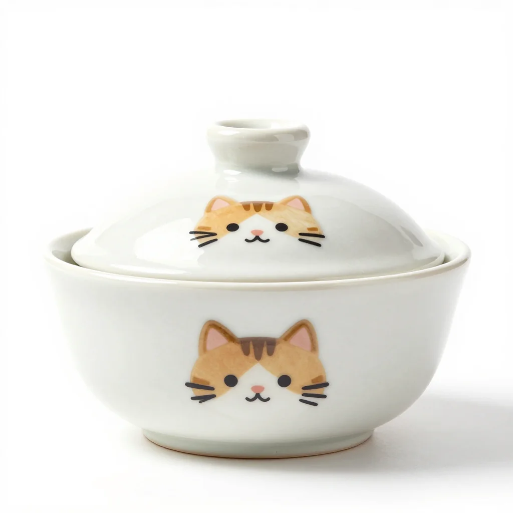 Ceramic Cat Water Bowl with Lid