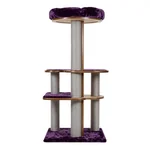 Velvet Cat Tree with Rope Climbing - 1