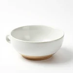 Elegant White Ceramic Cat Bowl with Modern Handle Design - 2