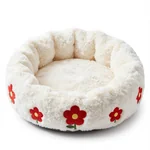 Elegant Cotton Cat Bed with Delicate Embroidered Patterns - 3